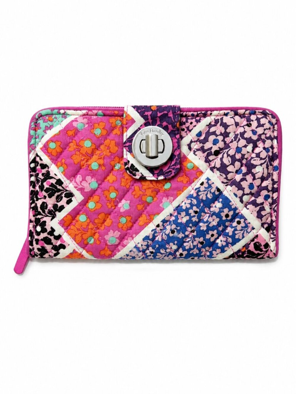 Vera Bradley Floral RFID Zip Around Wallet Quilted Pink Modern Medley